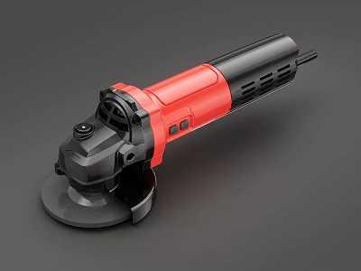 Professional Red Black Angle Grinder Power Tool with Grinding Wheel 3d model