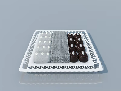 Baby Crib Bedding Set With White Dotted Fabric Gray Cloth And Brown Rabbit Shaped Decorations 3d model