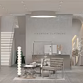 Modern Fashion Clothing Store Interior With Display Racks Staircase And Lighting