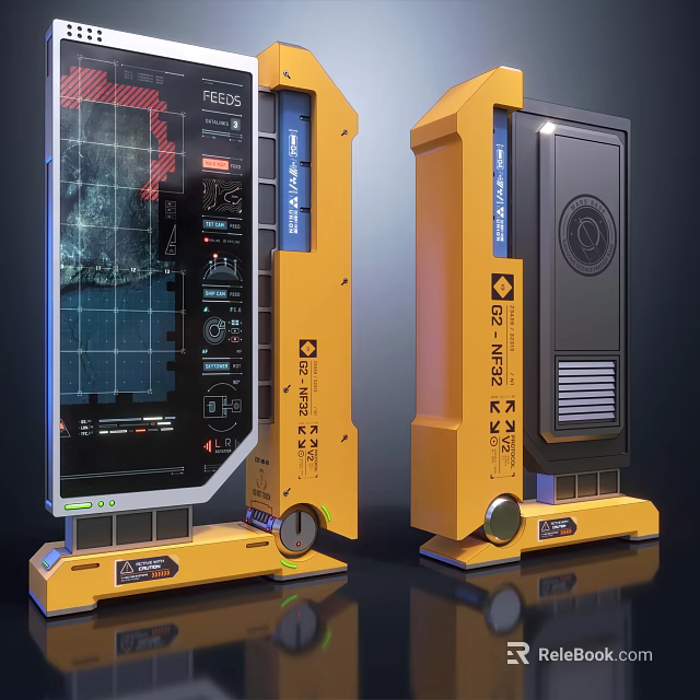 Modern All in One Machine With Large Display Control Panel And Yellow Black Design 3d model 
