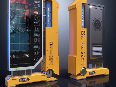 Modern All in One Machine With Large Display Control Panel And Yellow Black Design 3d model