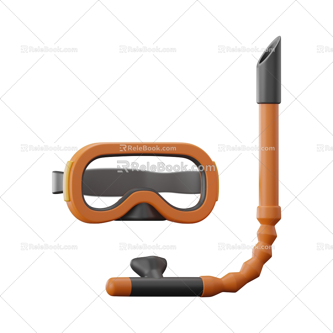 Modern diving glasses diving equipment goggles cartoon diving equipment 3d model