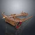 Ancient Wooden Wheeled Siege Weapon With Fire Arrow Launcher Structure 3d model