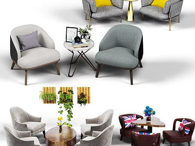 Modern Sofa and Coffee Table Set With Soft Cushions Decorative Pillows and Metal Frame Design 3d model