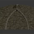 Traditional Stone Archway Structure With Tiled Roof And Architectural Details