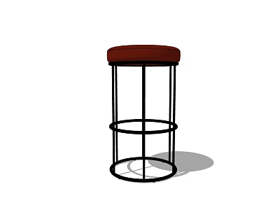 Modern Bar Stool With Red Seat Cushion And Black Metal Frame 3d model