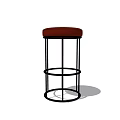 Modern Bar Stool With Red Seat Cushion And Black Metal Frame