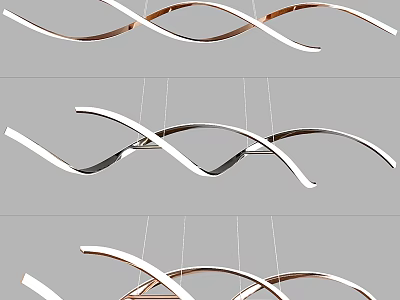 Modern Twisted Spiral Hanging Chandelier With Silver Copper Metal For Interior Lighting Design 3d model