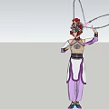 Woman In Traditional Costume With Red Decorated Headdress Holding Circular Ring At Grand Canyon