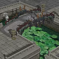 Chinese-style Stone Baluster Bridge 3d model