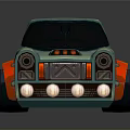 Cartoon Style Turquoise Car With Orange Accents Red Wheels And Number 101