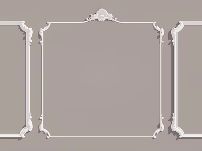 Elegant White Decorative Lines Frames with Intricate Carvings for Design Projects 3d model