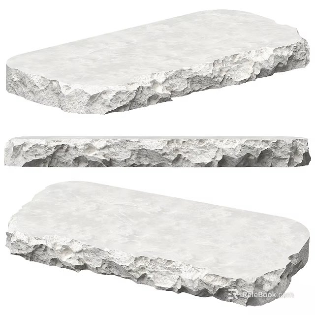 Decorative Ornament Set with Natural Stone Textured Irregular Rectangular Curved Shapes for Home Decor 3d model 
