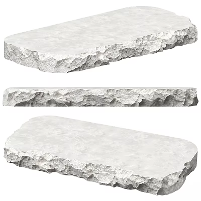 Decorative Ornament Set with Natural Stone Textured Irregular Rectangular Curved Shapes for Home Decor 3d model