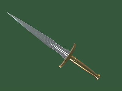 Medieval Style Sword With Silver Blade And Golden Hilt On Green Background 3d model