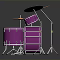Stylish Purple Drum Set as Household Musical Instrument with Full Accessories