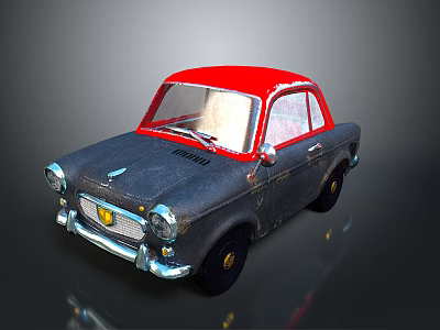 Vintage Car With Red Roof Gray Body And Classic Exterior Design 3d model