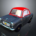 Vintage Car With Red Roof Gray Body And Classic Exterior Design