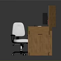 Wooden Home Office Desk With Green Drawers White Chair And Monitor