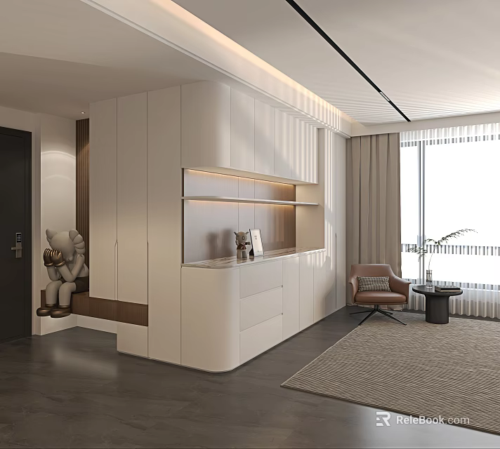 Modern Luxury White Shoe Cabinet With Sleek Design Built In Lighting And Storage Space 3d model 