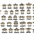 Traditional Chinese Pavilion Designs Showcasing Various Classical Roof Styles And Wooden Structures