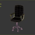 Modern Black Leather Office Chair With White Armrests And Yellow Casters