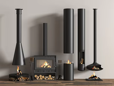 modern fireplace firewood fireplace firewood 3d model