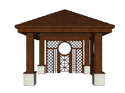 New Chinese Pavilion Corridor New Oriental Zen Pavilion model