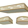 Bright Golden Frame Ceiling Lights With Lattice Pattern Rectangular And Round Designs For Home Decor 3d model