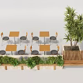 Outdoor Chairs With Tables Green Plants And Palm Tree In Outdoor Setting