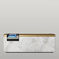 Elegant Hotel Lobby Reception Desk With Marble Texture And Gold Frame Digital Screen 3d model