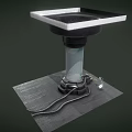 Mechanical Platform 3D Model With Square Top Black Circular Opening Silver Pillar Green Light 3d model