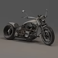 Vintage Custom Silver Motorcycle With Classic Headlight Large Wheels Chrome Exhaust And Leather Seat