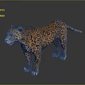 Leopard Standing on Dark Reflective Surface with Orange Fur and Black Spots 3d model
