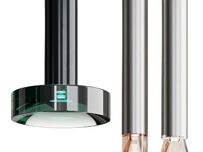 Modern Pendant Lights With Black Silver Metal Green Glass And Transparent Shades 3d model