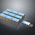 Stacked Wooden Stone Blocks With Blue Surfaces And Single Small Separate Piece