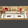 Elegant Gold Jewelry Storefront With Wooden Display Cases And Glass Showcases