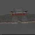 Ancient Architecture Featuring Traditional City Wall And Pagoda Style Roof Reflection On Water