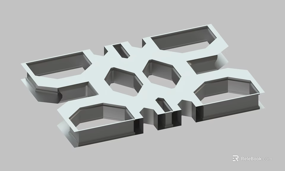 Modern Geometric Modular Structure With Interlocking Hexagonal And Rectangular Cutouts 3d model 