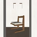 Modern Wooden Leisure Chair With White Cushion In Minimalist Interior Space