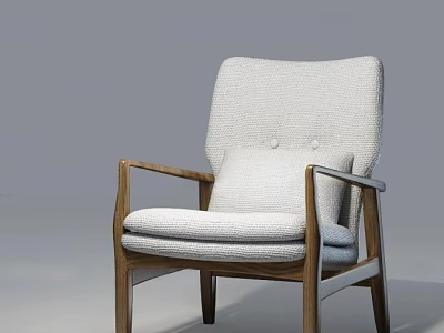 Modern Leisure Chair With Wooden Frame Light Gray Fabric And Comfortable Cushion 3d model