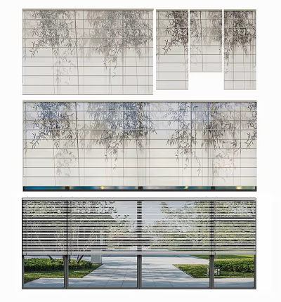 Natural Bamboo Pattern Curtains With Modern Design For Window Decor And Privacy 3d model