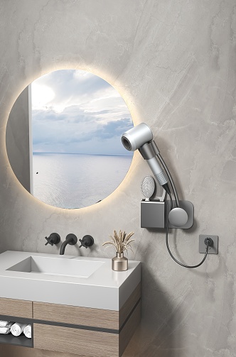 Modern Bathroom Cabinet Bathroom Mirror Household Appliances Household Appliances Hair Dryer Faucet Hair Dryer Rack Comb Vase Household Appliances Combination 3d model