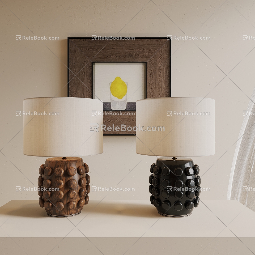 Solid wood table lamp 3d model