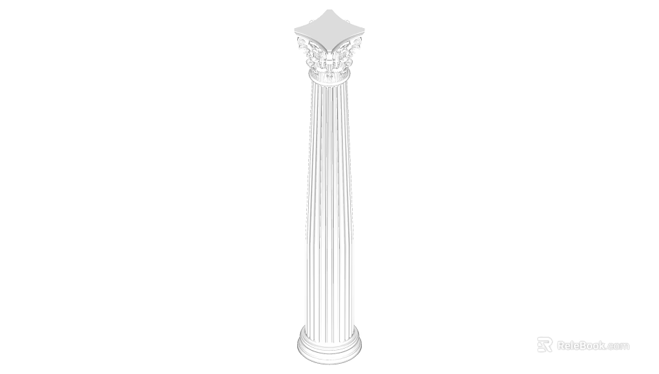 Classical Roman Column Architectural Element with Fluted Shaft and Ornate Capital 3d model