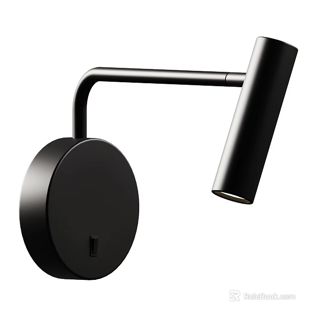 Black Modern Wall Lamp With Round Base And Adjustable Elongated Light Head 3d model