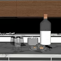 Elegant Modern Open Kitchen Interior With Marble Countertop Glassware And Eggs 3d model