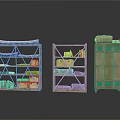 Industrial Metal Storage Units With Shelves Cabinet And Boxes Bags Books