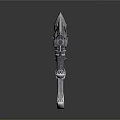 Futuristic Metallic Assault Rifle With Spiked Details And Mechanical Accents