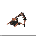 Orange Tracked Utility Vehicle with Extended Arm and Hydraulic Breaker Attachment